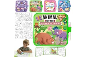 Reusable Water Painting Book - Water Painting Books for Toddlers,Magic Watercolor Books with Pen Fairy Tale,Animal & Dinosaur