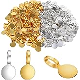 100 PCS Bails for Jewelry Making Jewelry Bails for Pendants Glue on Bail Pendants Flat Pad Bail for Necklace Bracelet Making Golden Silver