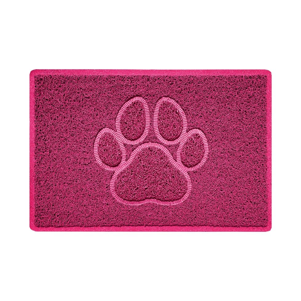 Nicoman Paw Embossed Shape Indoor Outdoor Dirt-Trapper Door Mat Washable Barrier Heavy Duty Doormat - (Watertight Rubber-Back, Small, Pink, 60 x 40cm)