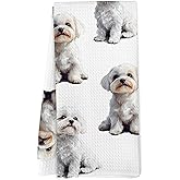 Yorhifa Maltese Dog Kitchen Dish Towels, Maltese Gifts Hand Towels for Bathroom Bathroom Kitchen Decor, Dog Mom Dad Lovers Owner Gifts for Women Men, 16x24 Inches