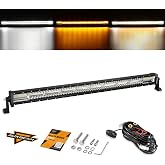Auxbeam 42" LED Light Bar 6 Modes Amber White 240W Straight Off Road Lights | Spot Flood Combo, Dual Color Strobe/Flashing, Memory Function, Offroad Driving Lights for Trucks Pickup, with Wiring Harness
