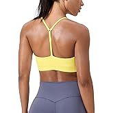 Women's Sports Bra Adjustable Y Back Spaghetti Thin Strap Racerback Removable Pads Low Impact Yoga Gym Tops Workout Bra Tops