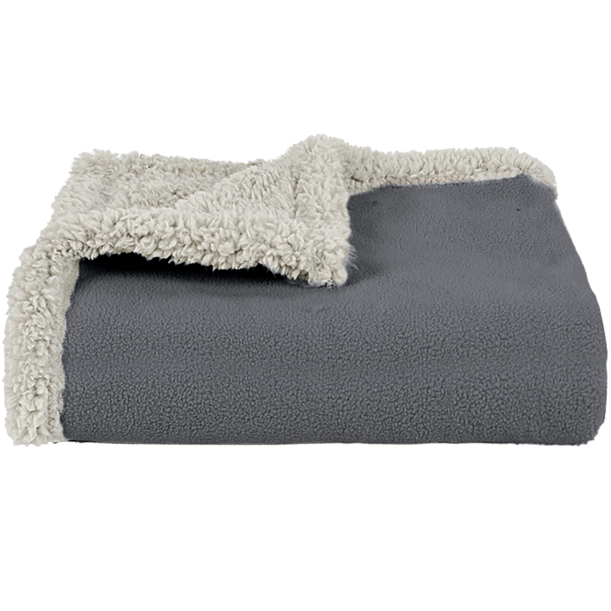 Pawsee Waterproof Dog Blanket Washable, Sherpa Fleece Pet Blanket for Puppies Cats Dogs, Reversible Waterproof Protector Cover for Dog Sofa Bed, 76 x 65 cm, Gray/Taupe