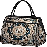 Carpet Flowers Patterns Gym Bag for Women Men, Travel Sports Duffel Bag with Trolley Sleeve, Waterproof Sports Gym Bags Weekender Overnight Carry On Tote Bags for Travel Sport