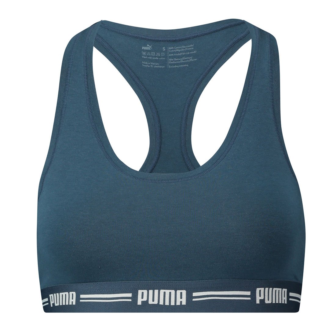 Puma Women's Iconic Racer Back Bra 1P Underwear, Womens, Underwear, 574006001, Dark Denim, XS