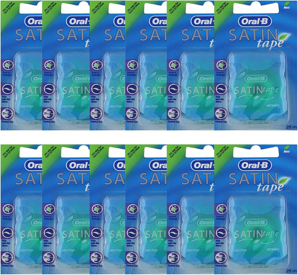 Oral-B Satin Tape Mint Dental Floss 25 m Pack of 12 12 x 25 m