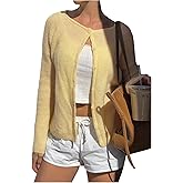 SOLY HUX Women's Button Down Crewneck Long Sleeve Cardigan Trendy Y2k Casual Knitted Sweater