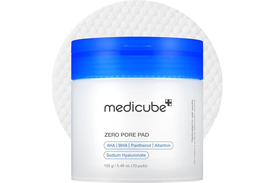 Medicube Zero Pore Pads 2.0, Dual-Textured Facial Toner Pads for Exfoliation and Pore Care with 4.5% AHA Lactic Acid & 0.45% 