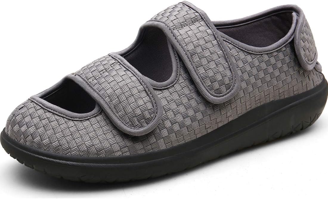 Unisex Diabetic Slippers Mens Womens Adjustable Edema Swollen Slippers Lightweight Extra Wide Sandals Breathable Hospital Shoes Elder