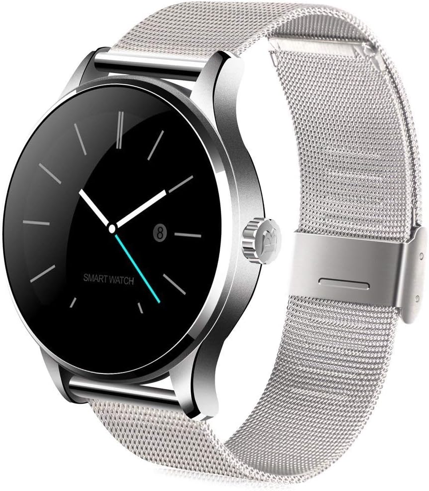 ZLYB Smart Watch Men For Android Blood Pressure Bluetooth Speaker Heart Rate Waterproof Sport Smart Watch (Color : Silver steel)
