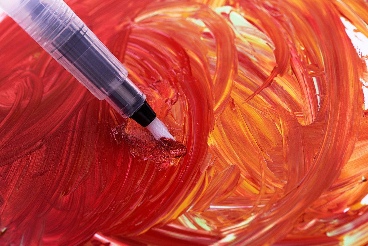 H&B Water Brush Pens Set 6 Watercolor Brushes Assorted Brush Tips Refillable, Watercolor, Calligraphy, Painting