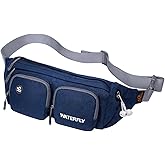 WATERFLY Fanny Pack Large Size Waist Bag Hip Pack for Men Women Travel or Running Walking (Dark Blue)