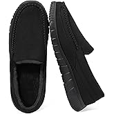 shoeslocker Men's Slippers Faux Fur - Loafers Slip On Casual House Work Shoes for Outdoor Indoor