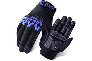 INPAKO Anti Vibration Gloves for Men Women,TPR Impact Reducing Mechanic Gloves,SBR Fingers & Palm Padded Safety Work Gloves