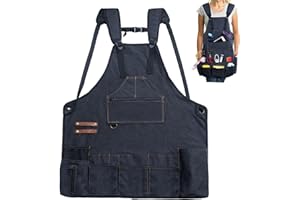 FRECOLSH Large Cleaning Apron for Housekeeping, Denim Work Aprons for Women with Pockets for Cleaning Supplies, Water-resistant Cleaning Caddy Apron for Men,Tool Apron,Work Apron, Adjustable