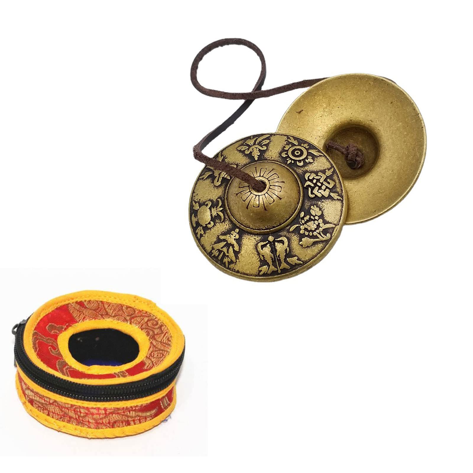 rflaueo 1pc Tibetan Tingsha Bell Meditation Chime Meditation Yoga Bell with Storage Bag(U76-1)