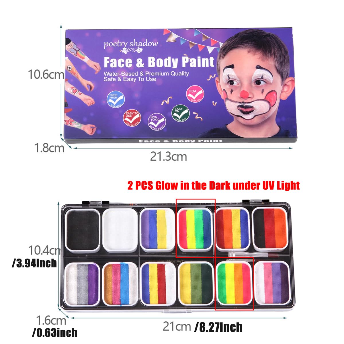 39 Colors Face Paint Kit For Kids: Professional Face Painting Kit with 6 Stencils and 13 Brushes - Water Activated Facepaint Makeup Kit - Non Toxic Face Paint for Halloween and Christmas