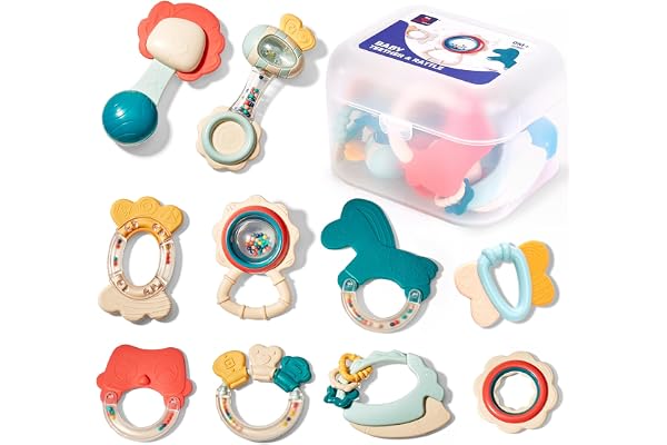 hahaland Baby Teething Toys, Infant Newborn Toys 0-3 3-6 Months, Silicone Babies Teether Rattles, Baby Shower Gifts for Newbo