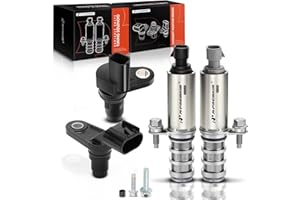 A-Premium VVT Intake & Exhaust Camshaft Position Actuator Solenoid Valve Kit W/Camshaft Crankshaft Sensor - Compatible with C
