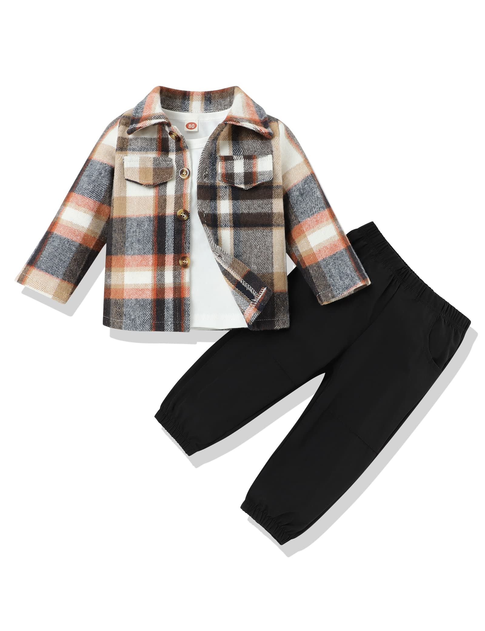 Photo 1 of bilison Toddler Baby Boy Outfits Plaid Shirt+T Shirts+Pants Fall Winter 3Pcs Clothing Set 6Months-4T