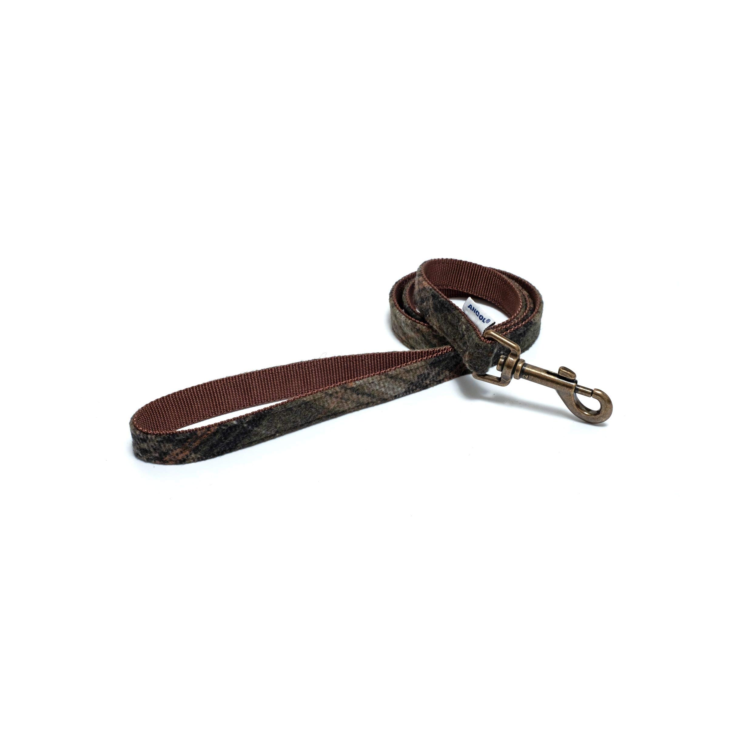 Ancol Heritage Collection Country Check Dog Lead - Brown Nylon Fashion Lead with Country Inspired Design - Durable Weather Resistant Pet Walking Accessory - 1m x 19mm