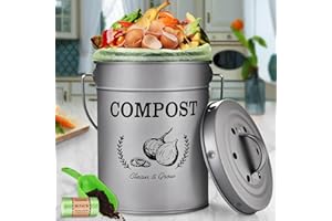AOSION Countertop Compost Bin Kitchen,Odor Resistant Indoor Compost Bin with Lid and Compost Bags,Compost Bucket Composter Container for Food Waste,Grey