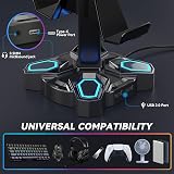 KDD Gaming Headset Stand Holder w/ 9 RGB Light Modes, 2 USB, Type-C, 3.5mm Port view 5