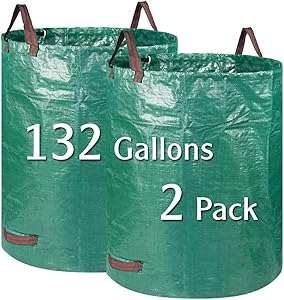 BTSD-home 2 Pack 132 Gallons Garden Bag Lawn and Leaf Bags Reuseable Yard Waste Bags with Dual Handles