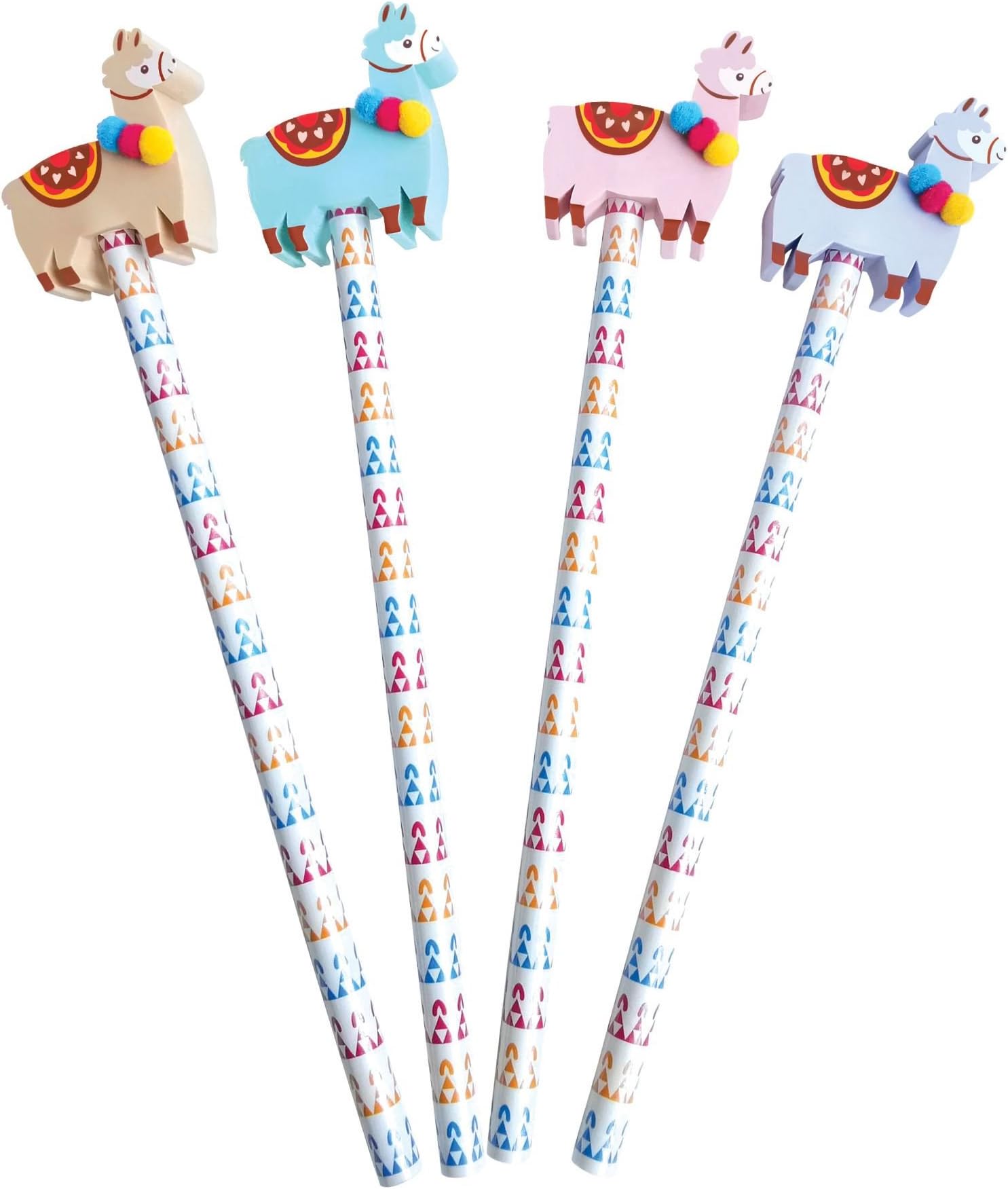 The Piggy Story 'Glama Llama' Set of 4 Pencils with Die-Cut Eraser Toppers