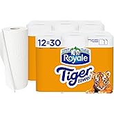 Royale Tiger Strong Paper Towel, 12 Equal 30 Rolls, 123 Sheets per Roll