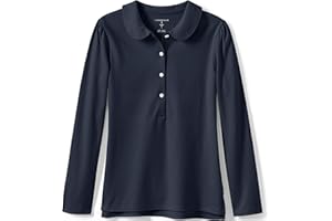 Lands' End Girls Long Sleeve Peter Pan Collar Polo Shirt