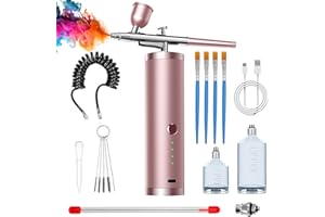 COSSCCI Airbrush Kit with Compressor 48PSI Cordless Airbrush for Nails 1800mAH Rechargeable Non-Clogging Airbrush Set with 0.3/0.6mm Nozzle Air Brush Spray Kit for Model Paints Makeup Cake Decor Barber