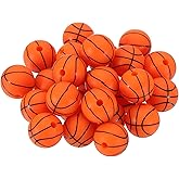 PATIKIL 25PCS Basketball Beads, 12mm Silicone Beads Sports Beads Bulk Ball Silicone Focal Beads for Pens Bracelets Making Keychain DIY Crafts Gift