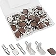 102Pcs Shelf Pins Pegs Kit,6 Styles Nickel Plated Shelf Support Pegs,Bookshelf Pegs for Shelves,L-Shaped Clips with Rubber Sleeve,Shelf Pins Holders for Furniture Glass Corner & Closet(5mm & 1/4inch)