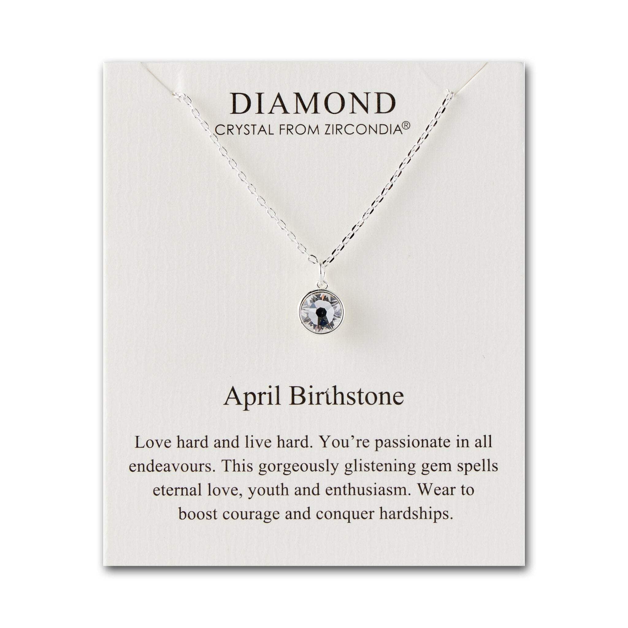 Philip Jones April (Diamond) Birthstone Necklace Created with Zircondia® Crystals