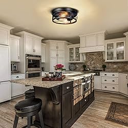 Feanron Farmhouse 2-Light Black Flush Mount Ceiling