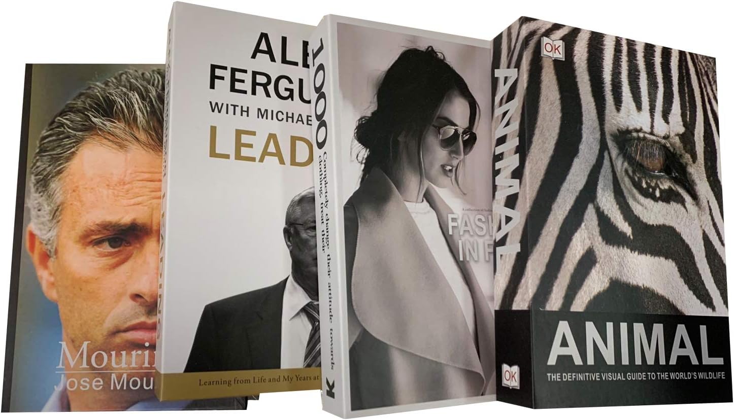 Amazon Com Faux Decorative Bookshelf Book Set For Many Uses Includes 4pcs Per Set Fake Books For Props That Are Decorative Classy And Will Compliment Any Space Home Kitchen