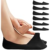 Murmorers No Show Socks for Women, Non Slip Nylon Thin Footies Invisible Silky Low Liner Socks for Loafers Flats 6 Pairs