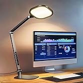 LitONES LED Desk Lamp for Home Office, 15W Computer Zoom Lighting with CRI >95, Memory & Timer Function, 1200LM Dimmable Desktop Ring Light for Video Calls, Conference, Reading, Streaming, Study