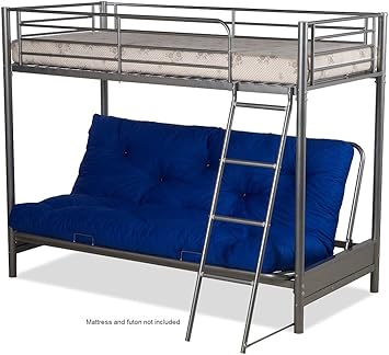 Futon Bunk Bed Frame Only In Silver Metal Finish Amazon Co Uk