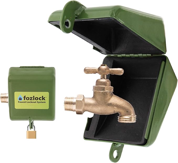 Fozlock Outdoor Faucet Lock System, Green Insulated Garden Hose Bibb