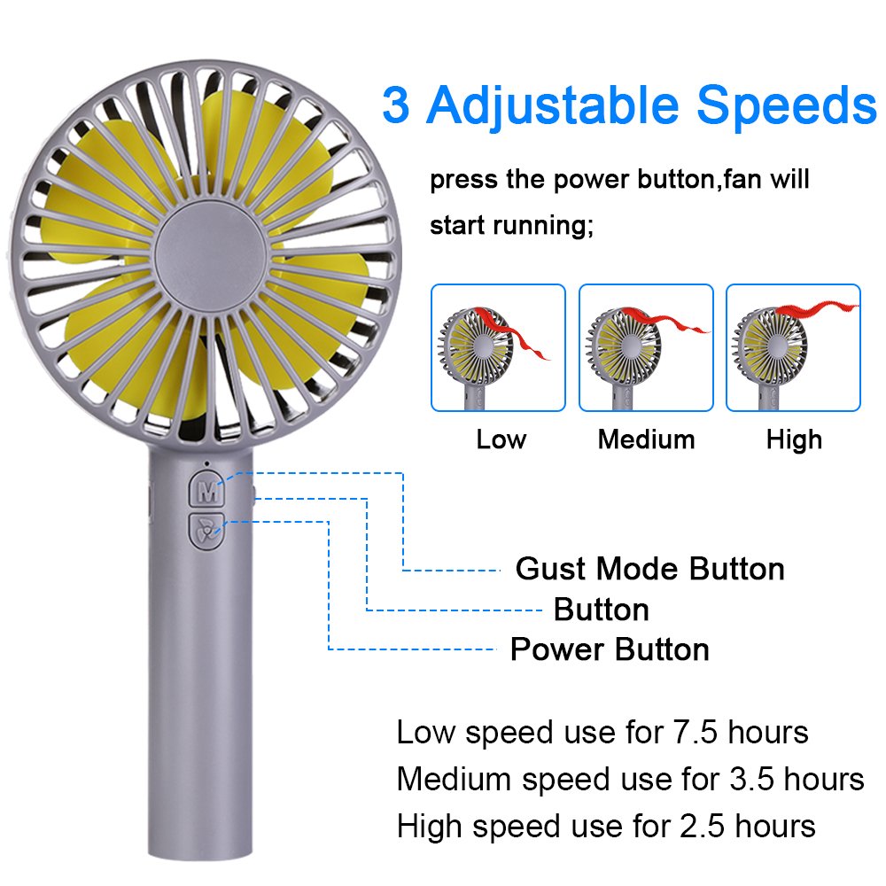 Idealife Portable Fan Mini Personal Fan Handheld Fan USB Rechargeable Battery Operated Fan with 3 Adjustable Speeds Mirror Base Small Powerful Hand held Fan for Desk Table Home Office Travel Outdoor