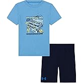 Under Armour Boys' 2-Piece Short Sleeve T-Shirt and Shorts Set, Outdoor Collection, Electric Blue Retro, 2T