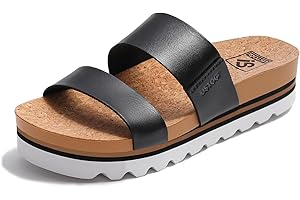 Ustogi Flatform Platform Sandals Women Arch Support Beach Slides Orthotic Summer Causal Cork Footbed Adjustable Lightweight Thick Sole Comfortable Fashion Slip on Cushion Cute 2 Strap