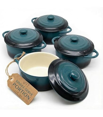 Amazon.com: Le Creuset Stoneware Set of 4 Mini Cocottes with