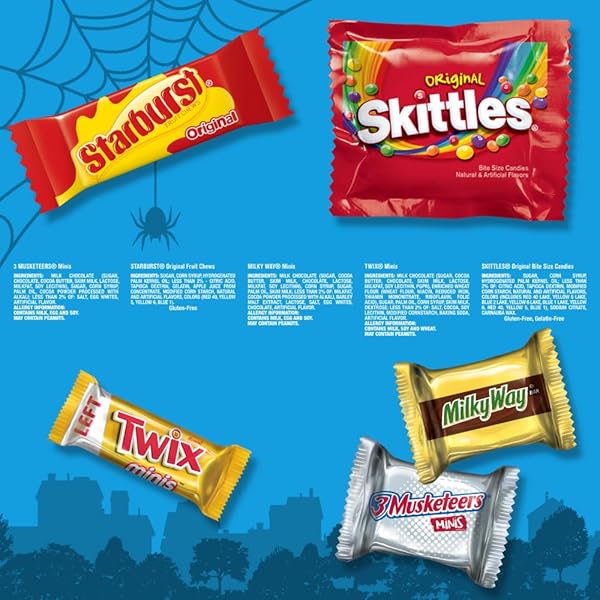 MARS SKITTLES, TWIX, STARBURST, MILKY WAY & 3 MUSKETEERS HALLOWEEN CANDY VARIETY PACK, 180 CT BULK BAG
