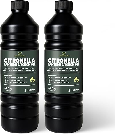 CUQOO 1L Citronella Lamp Oil for Garden Burners 2 Pack Insect Repellent