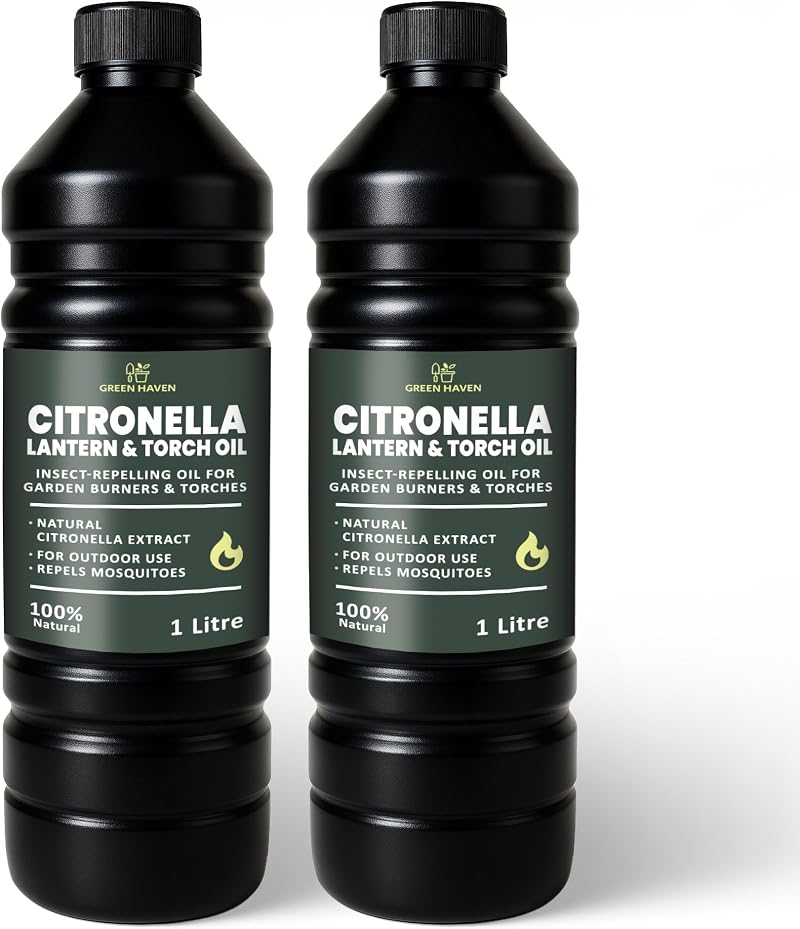 CUQOO 1L Citronella Lamp Oil for Garden Burners 2 Pack Insect Repellent