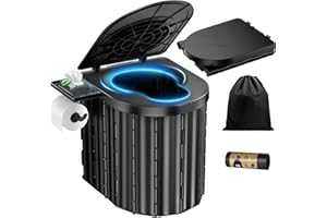 EIOEHTL Portable Toilet, Upgraded 15'' toilet With Removable Paper Holder, Camping Toilet With A Load Capacity Of 450 Lbs, Portable Potty for Camping, Hiking, Road Trip, Car, RV, Tent, Beach, Truck Drivers