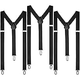 Boolavard Braces/Suspenders One Size Fully Adjustable Y Shaped With Strong Clips